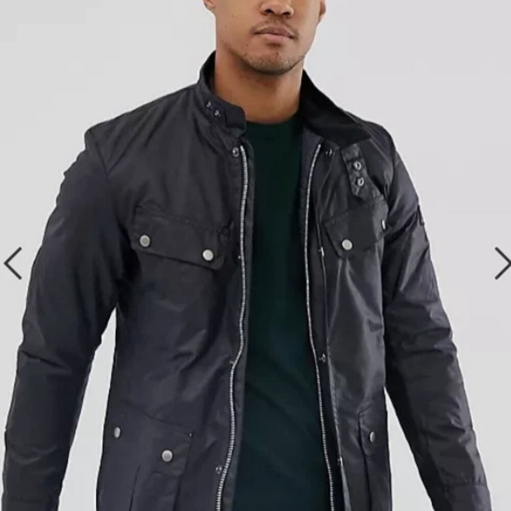 Sage ~ Barbour Tourer DUKE Waxed Motorcycle Jacket MSRP$485 British Heritage - Picture 7 of 16